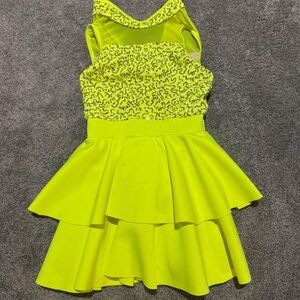 Vibrant Yellow Figure Skating Dress